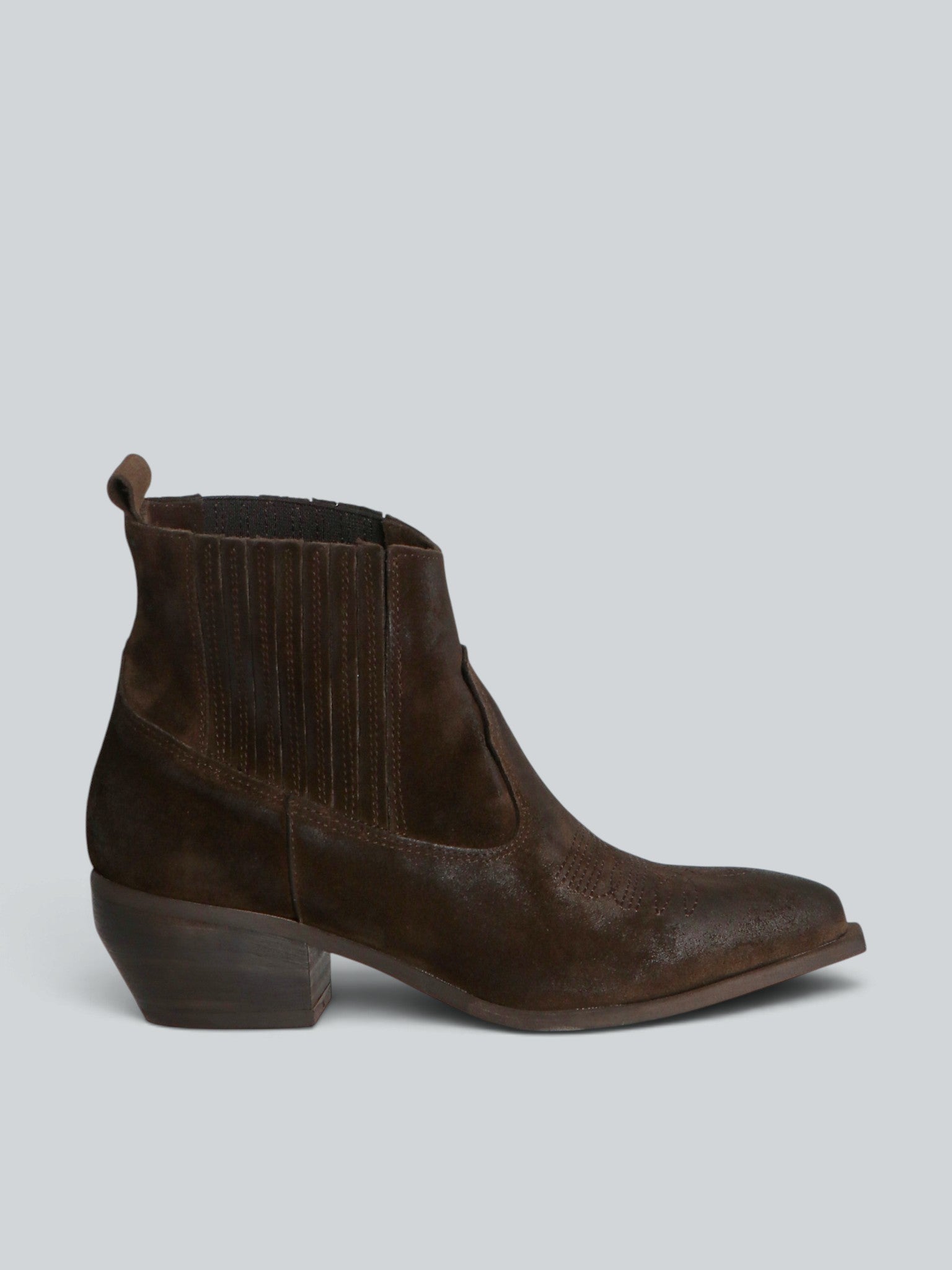 Ovyè Stivali con tacco Texanini in camoscio moro tacco 5 cm