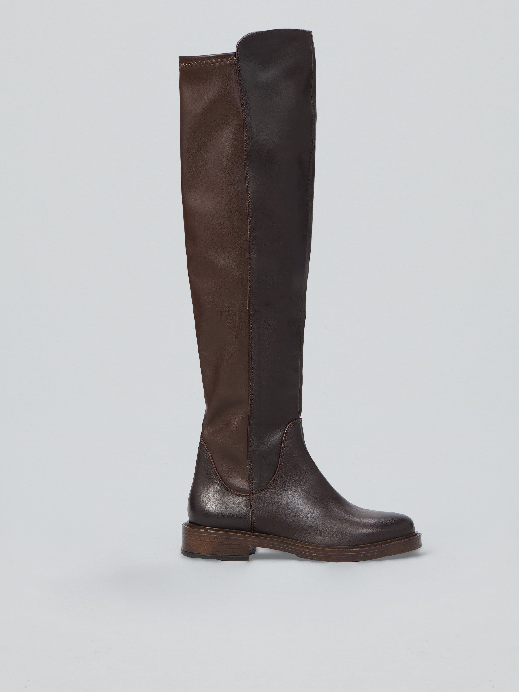 Ovyè Stivali stretch pelle dark brown tacco 3 cm