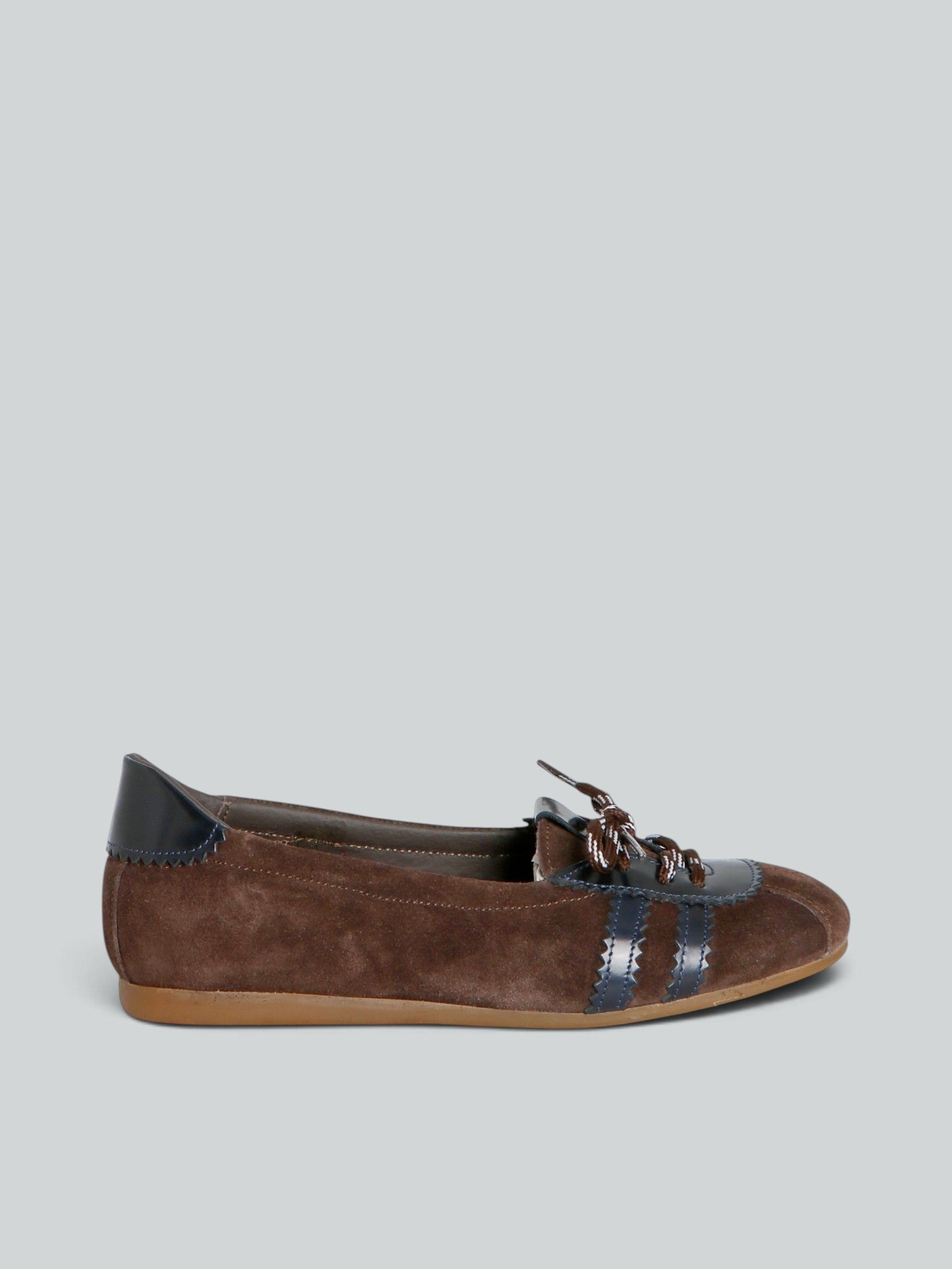Ovyè Ballerine camoscio ballerine moro-blu tacco 1 cm