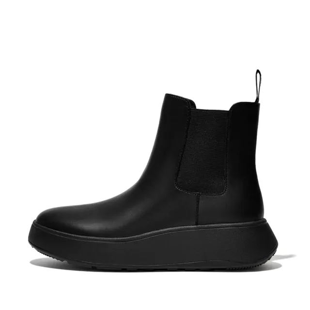 FitFlop F-mode Flatform Stivali Chelsea Donna Nero Pelle