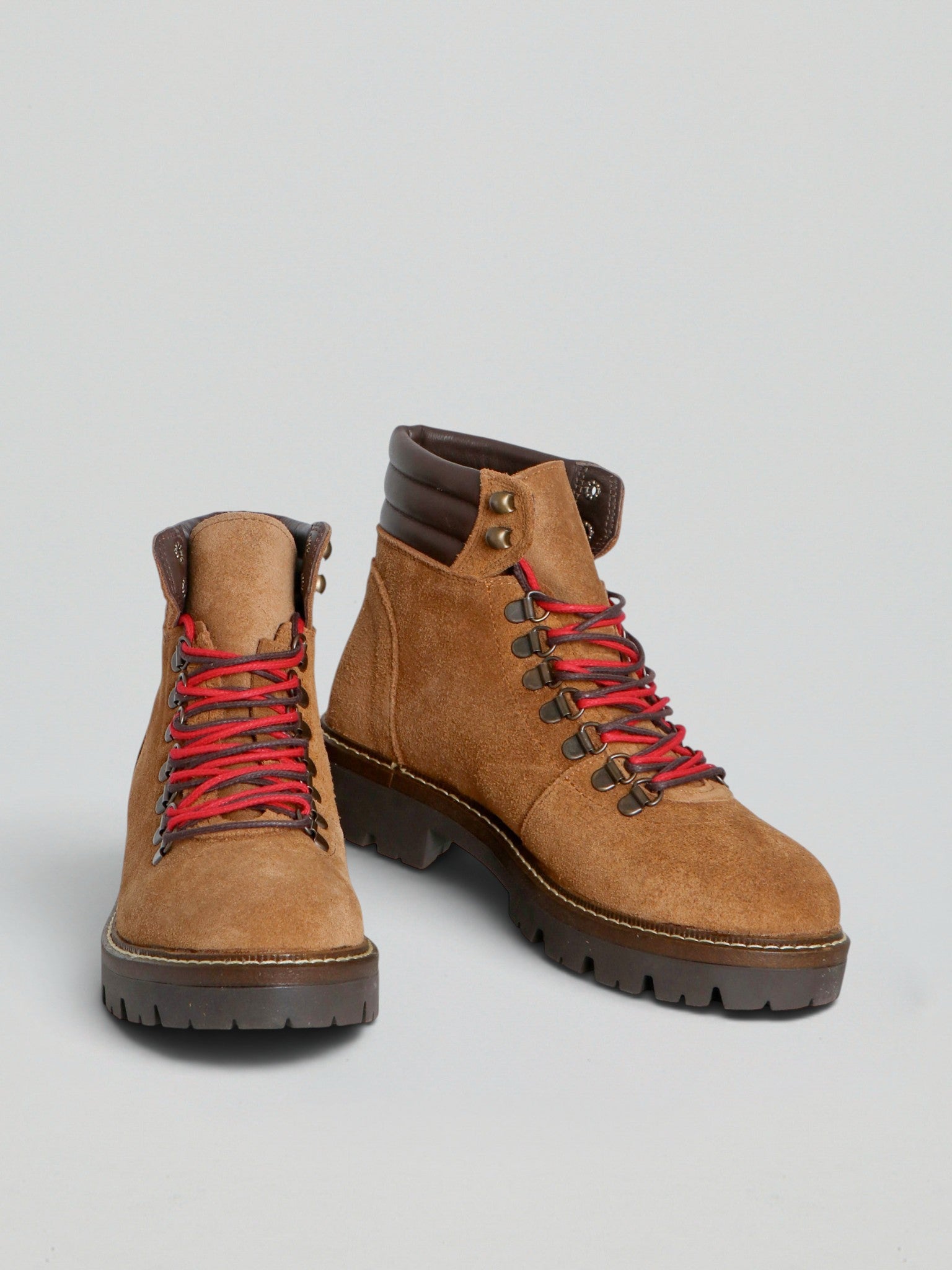 Ovyè Stivali con tacco stivaletti camoscio stringati cognac tacco 3 cm
