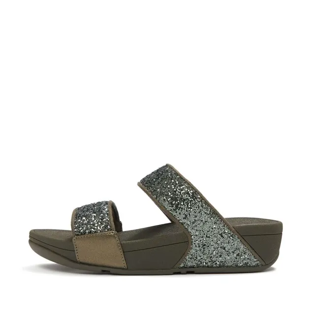 FitFlop Lulu Glitter Ciabatte Slide Donna Nero Cristalli