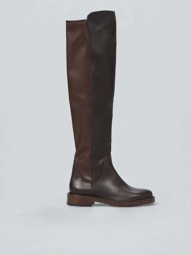 Ovyè Stivali stretch pelle dark brown tacco 3 cm