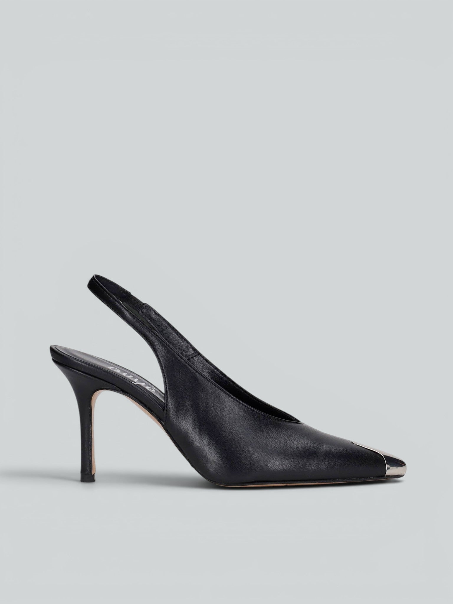 Ovyè Slingback in pelle slingback nero tacco 8 cm