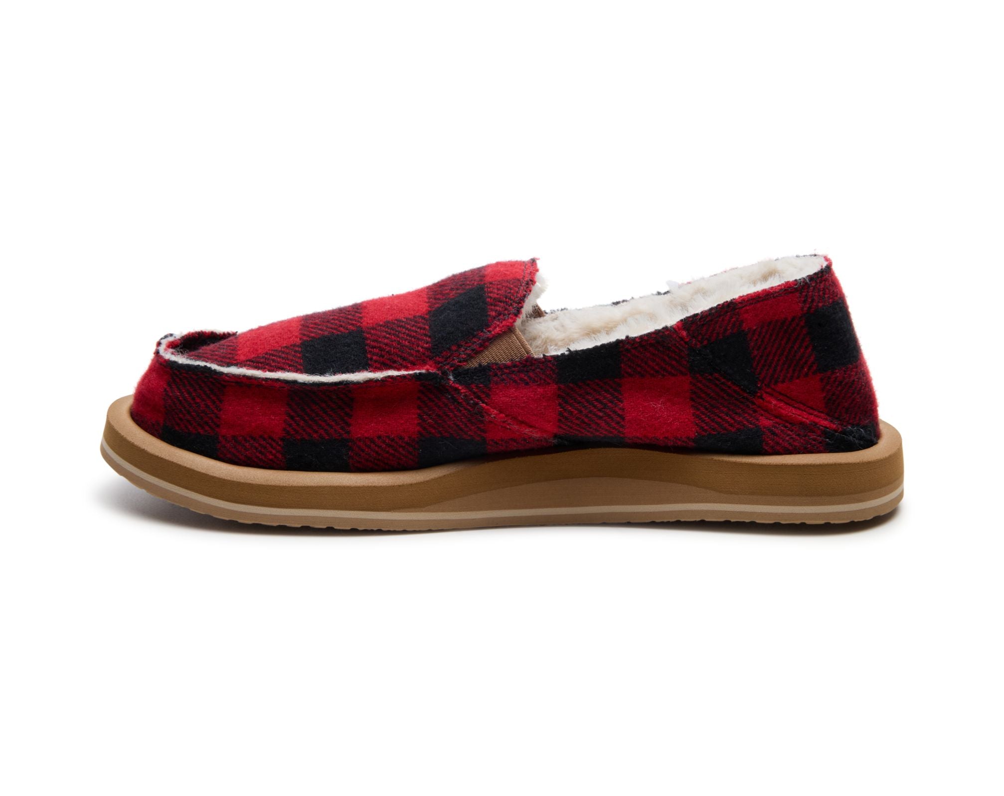 Sanuk Donna Plaid Buffalo Chill slip-on rosse flanella