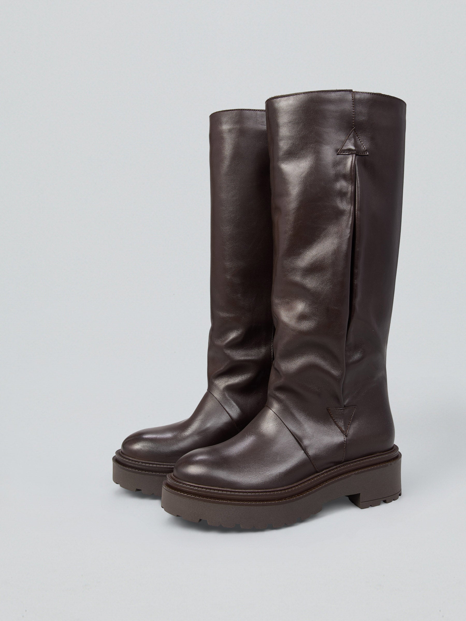 Ovyè Stivali con Tacco Stivali Pelle Moro Tacco 4 cm