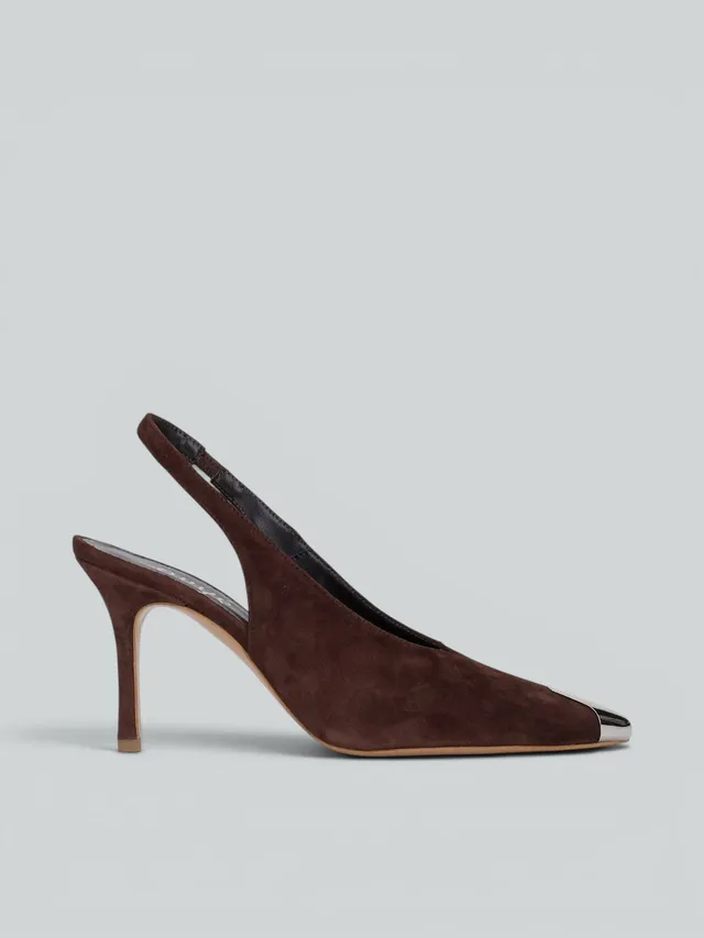 Ovyè Décolleté e Slingback Slingback Camoscio Moro Tacco 8 cm
