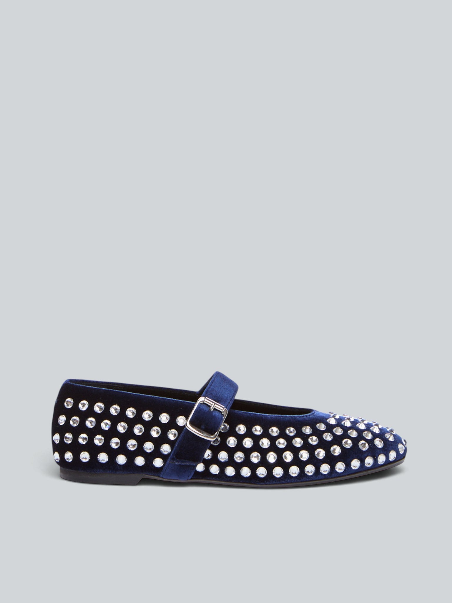 Ovyè Mary Jane velluto blu ballerine strass 1 cm