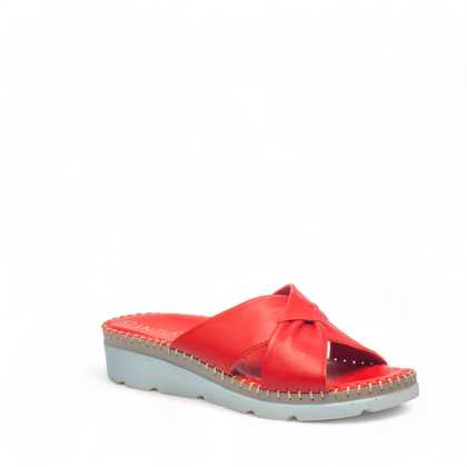 Cinzia Soft Pantofole Pianella Donna Pelle Blu Fondo Gomma