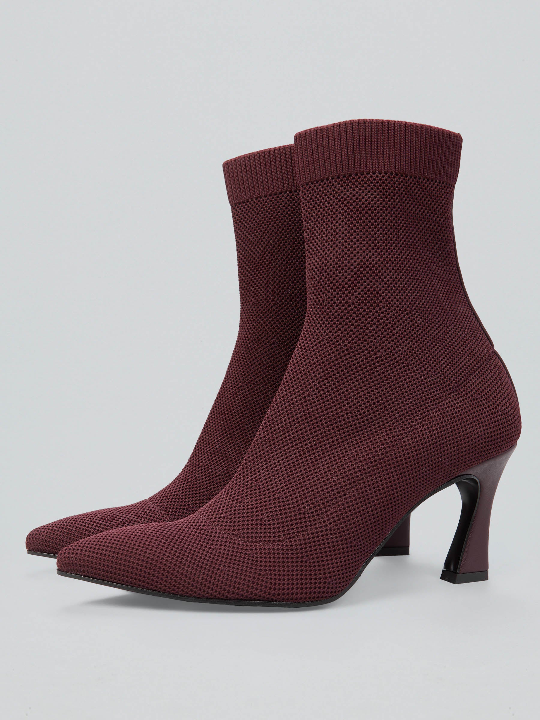 Ovyè Tronchetti con tacco tessuto bordeaux tacco 8 cm