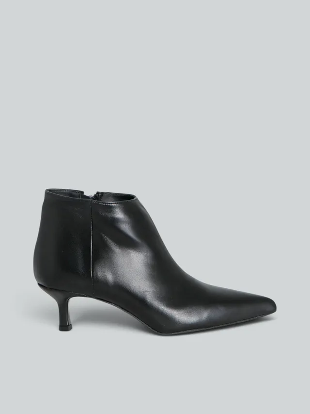 Ovyè Tronchetti pelle tronchetti neri tacco 4 cm zip