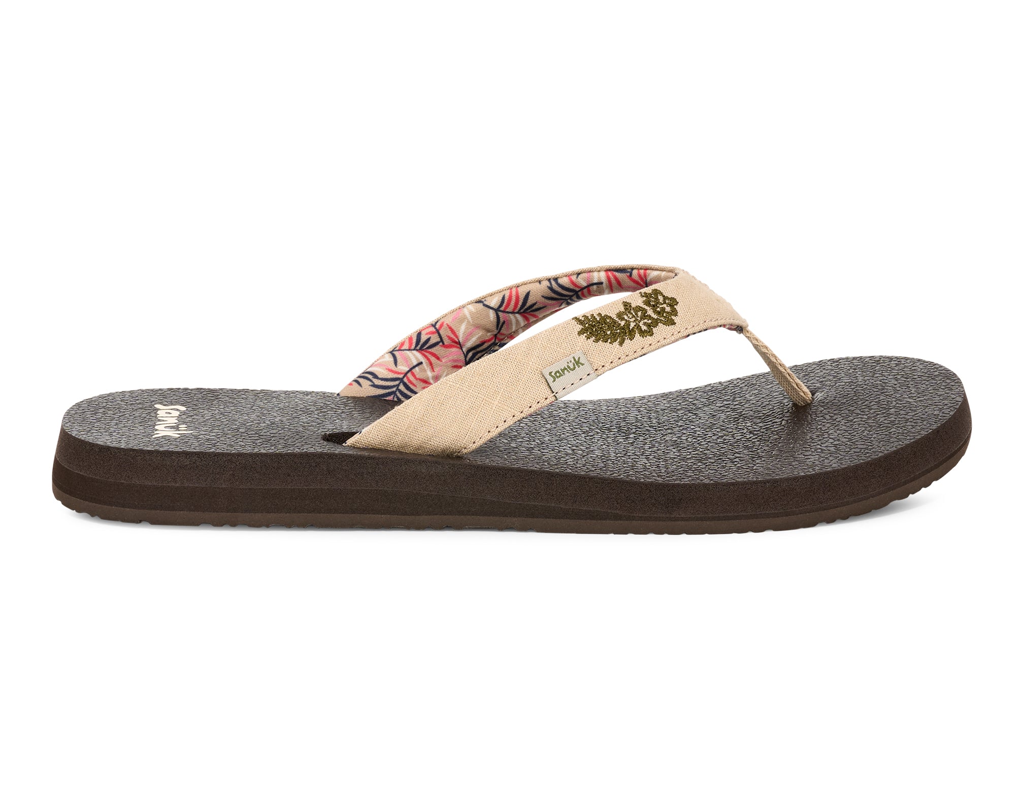 Sanuk Yoga Paradise II Sandali Nero Ricamo Floreale