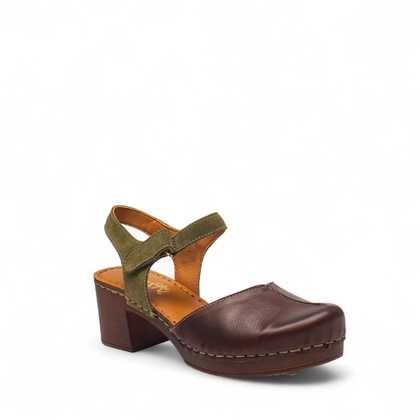 Cinzia Soft Sandali Tortora Ebano Pelle Zoccoli Donna