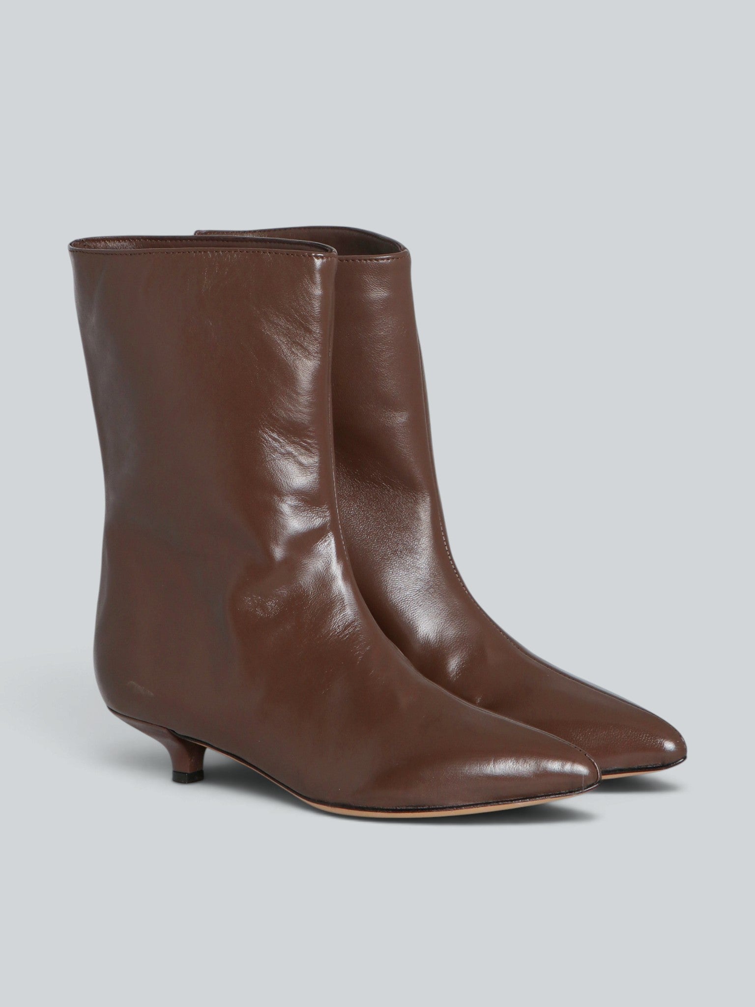 Ovyè Tronchetti con tacco pelle nut tacco 5 cm
