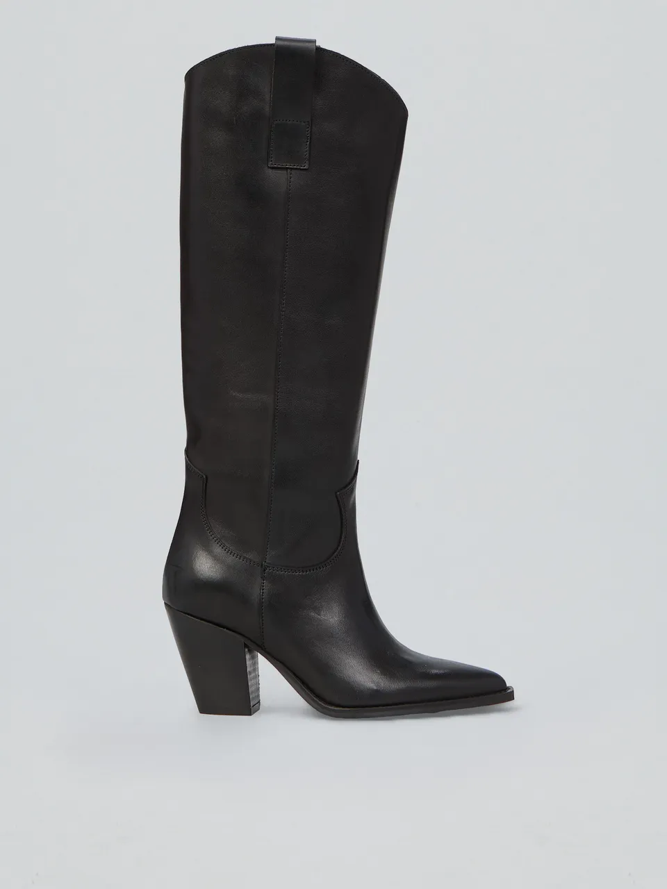 Ovyè Stivali con tacco texani pelle neri tacco 8 cm