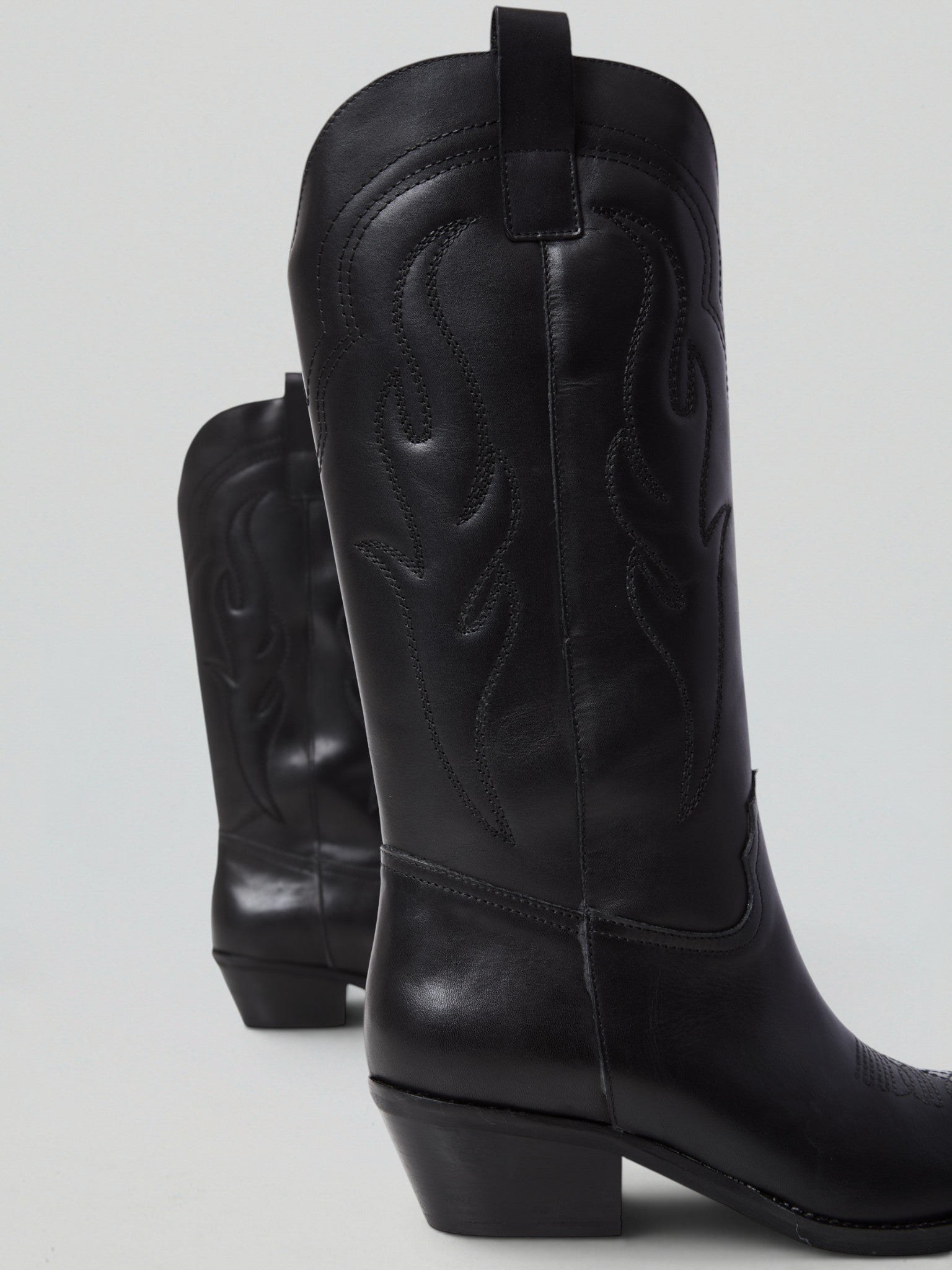 Ovyè Texani in pelle neri stivaletti western 5 cm