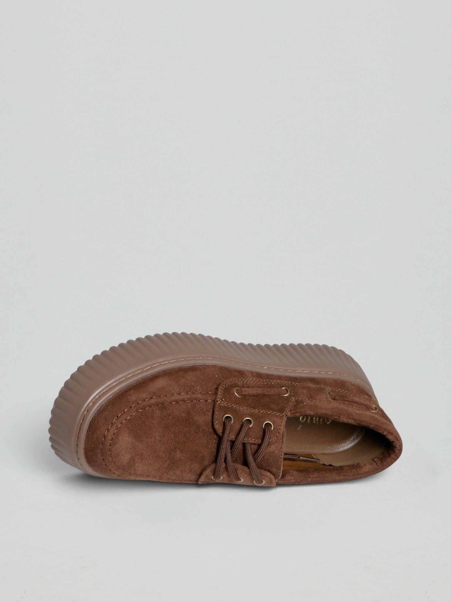Ovyè Stringate con platform sneakers brown microfibra tacco 5 cm