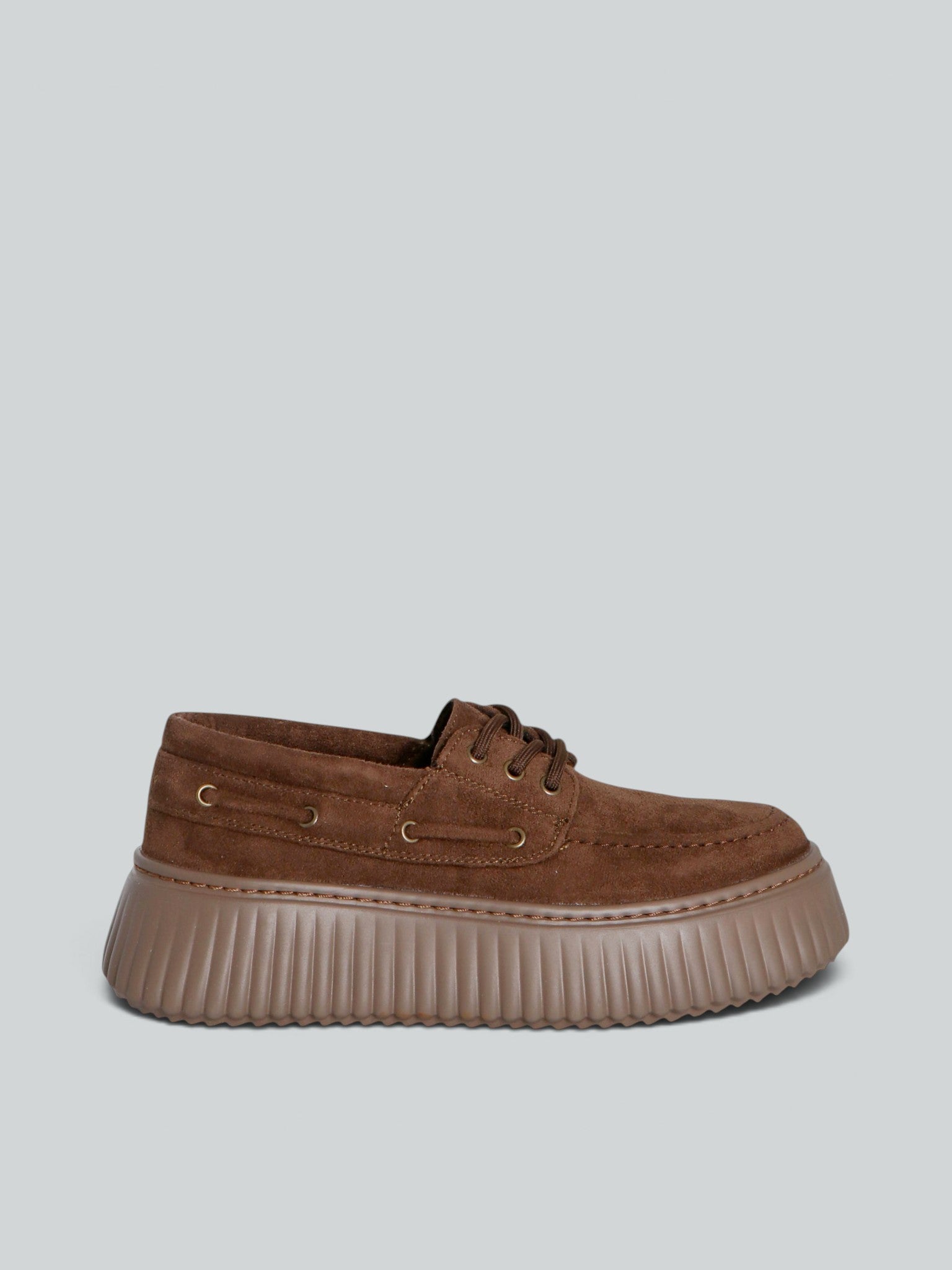 Ovyè Stringate con platform sneakers brown microfibra tacco 5 cm