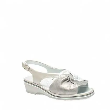 Cinzia Soft Sandali Sandalo Donna Pelle Perla Zeppa Bassa