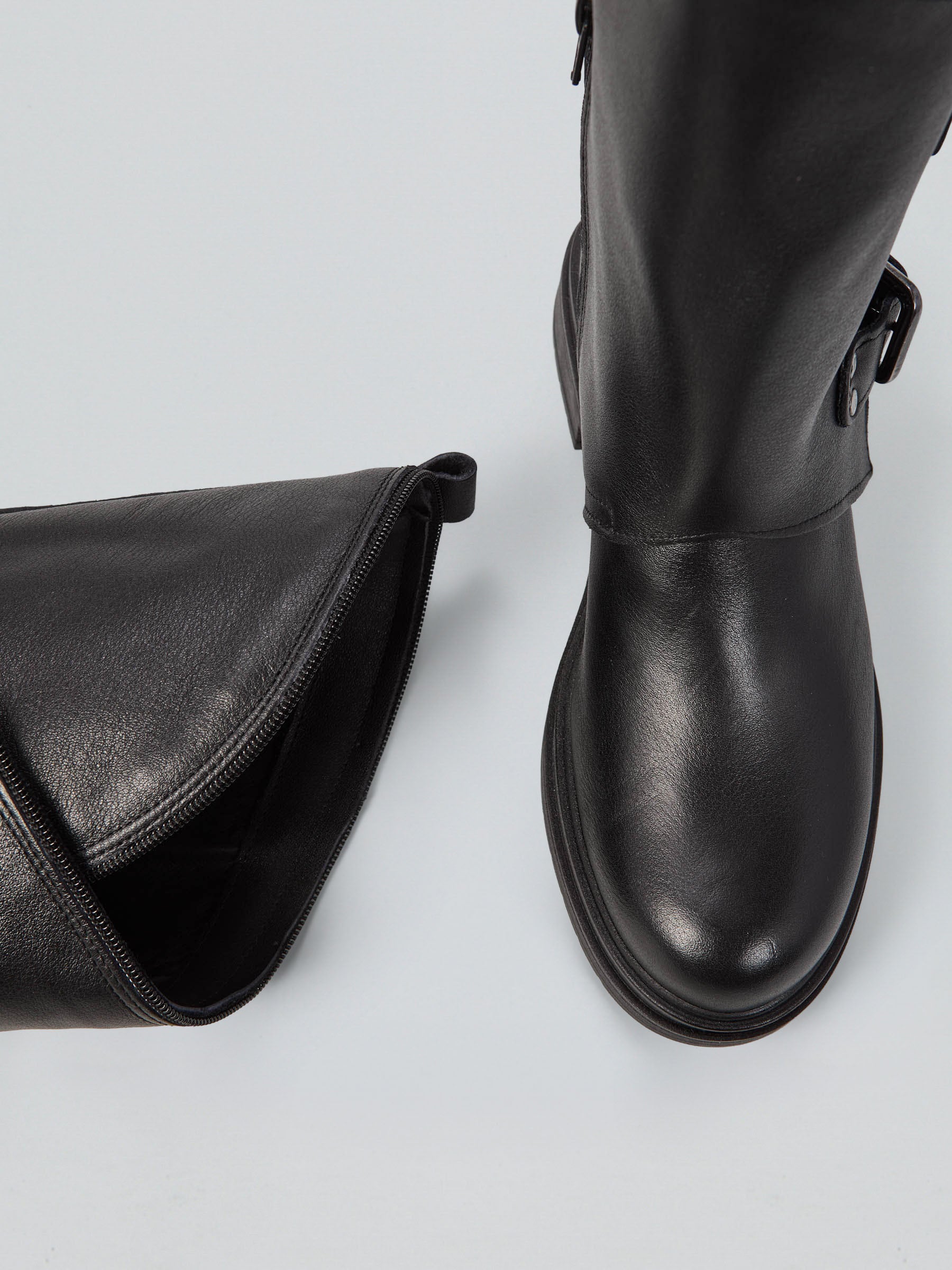 Ovyè Stivali con Tacco Stivali Pelle Neri Zip Tacco 3 cm