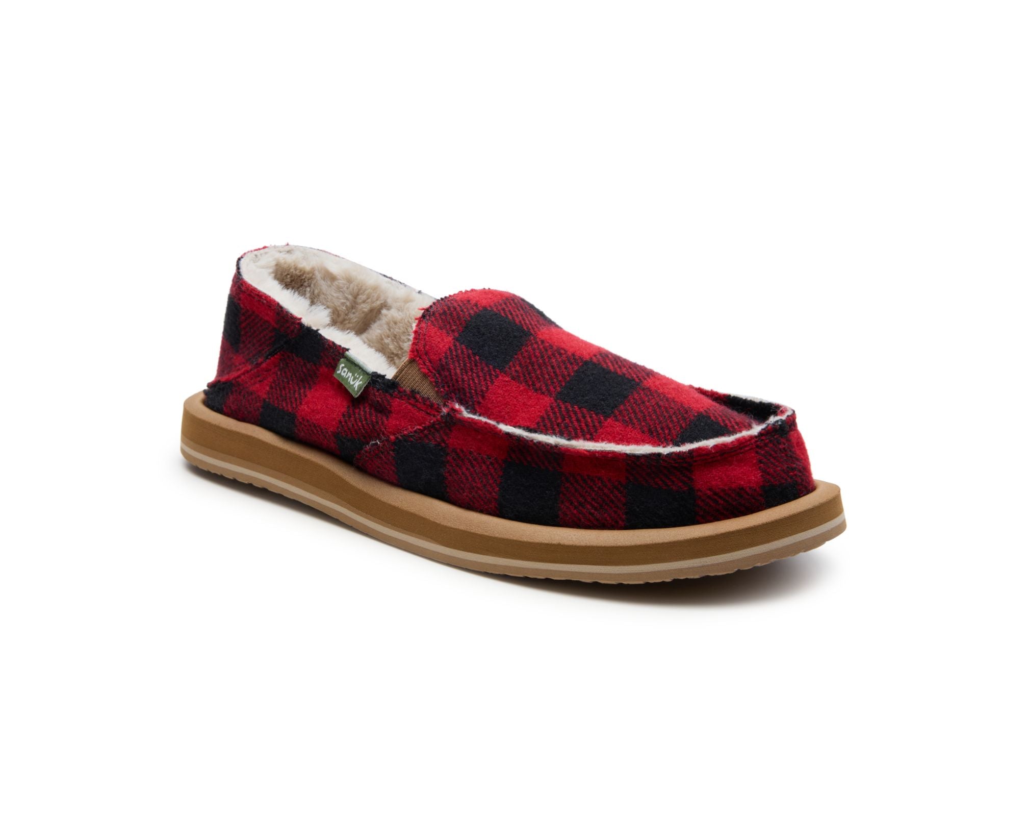 Sanuk Donna Plaid Buffalo Chill slip-on rosse flanella