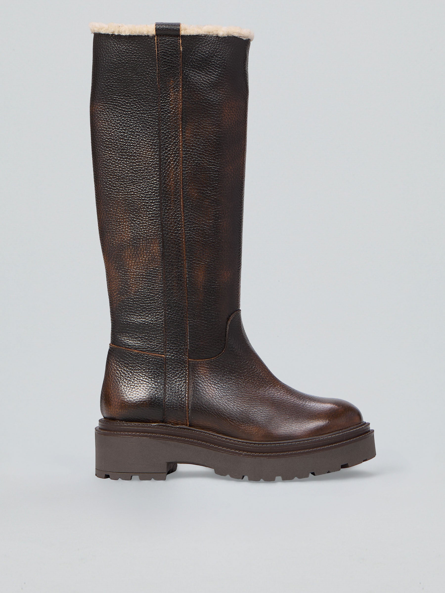 Ovyè Stivali con tacco Stivali in pelle moro tacco 5 cm