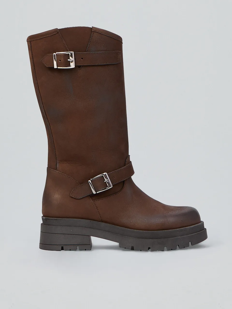 Ovyè Biker pelle nabuk moro tacco 4 cm carrarmato