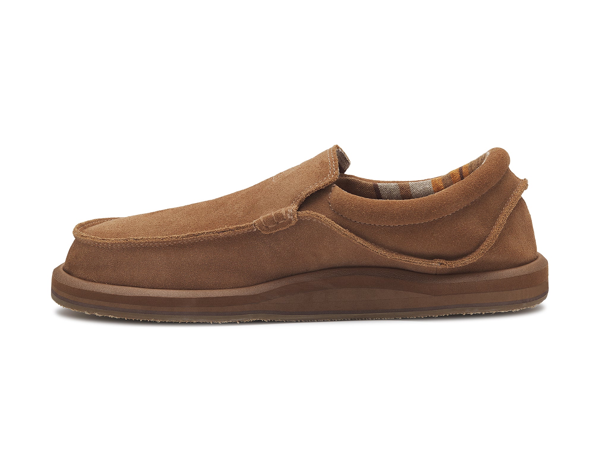 Sanuk Chiba Leather mocassini uomo tan pelle scamosciata