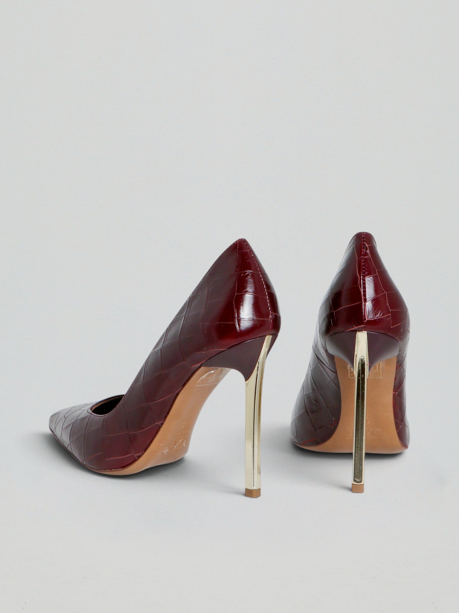Ovyè Décolleté e Slingback pelle stampa cocco bordeaux tacco 10 cm
