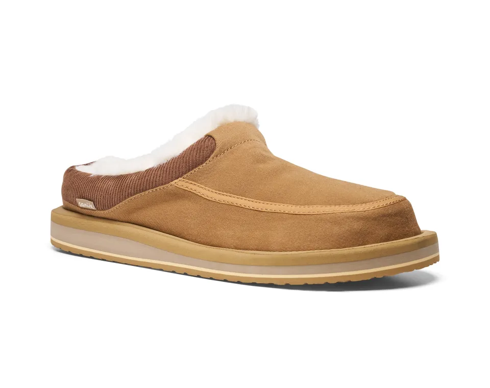 Sanuk Donny Cozy pantofole uomo marrone pelliccia sintetica