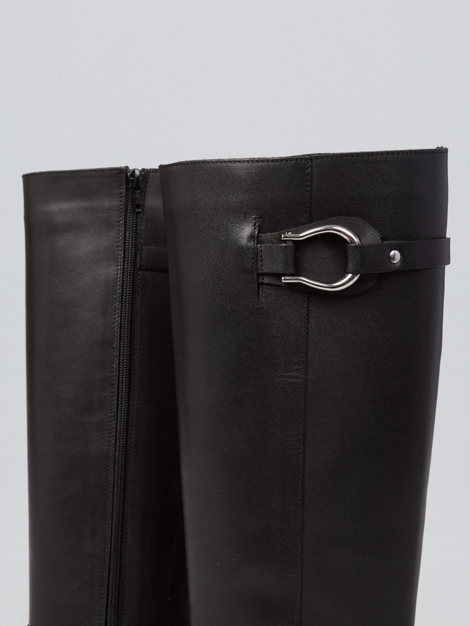 Ovyè Stivali con tacco pelle nera fibbia tacco 3 cm taglia 38