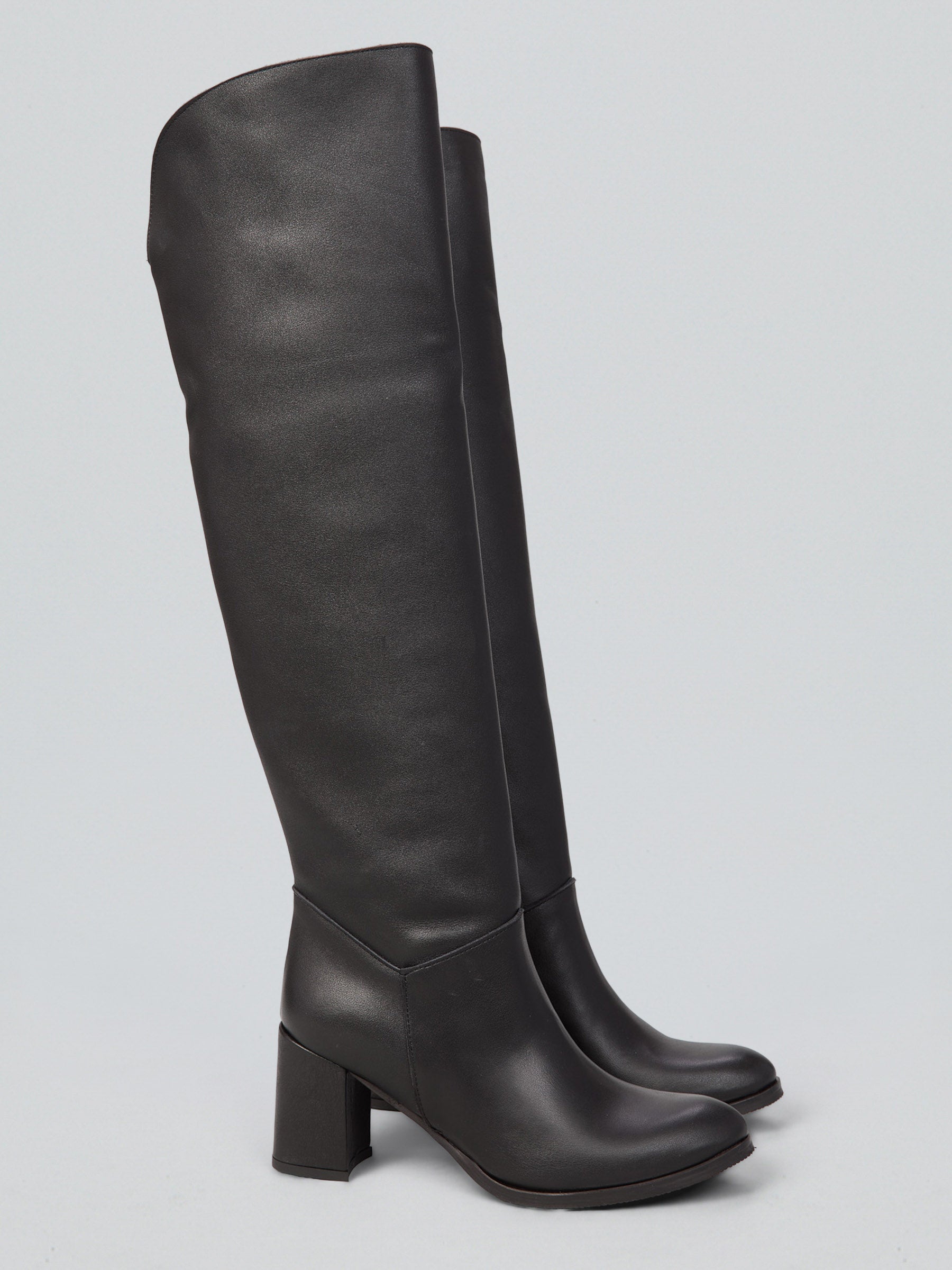 Ovyè Stivali con Tacco stivali pelle nero tacco 8 cm