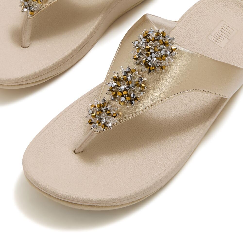 FitFlop Flowrise Metallic Adornment Toe-Post sandali donna oro rosa
