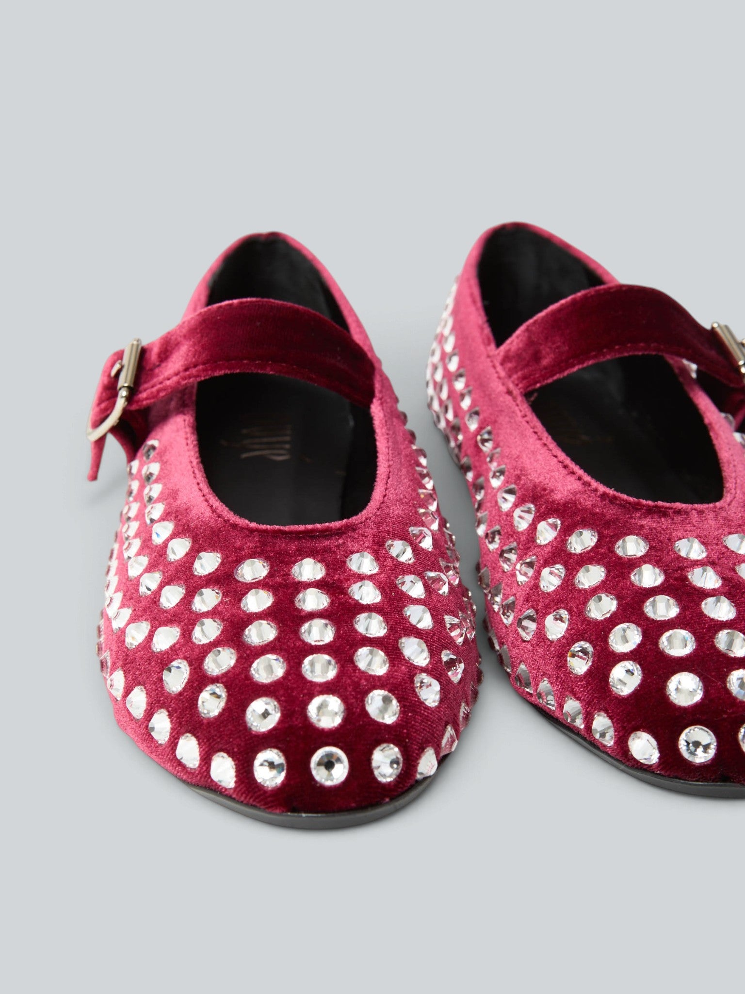 Ovyè Ballerine Mary Jane velluto bordeaux strass