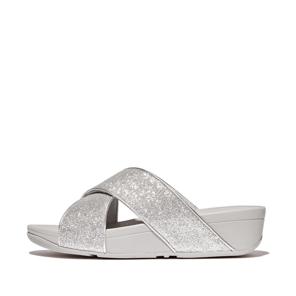 FitFlop Lulu Glitterdust Slides Ciabatte Platino 39 EU