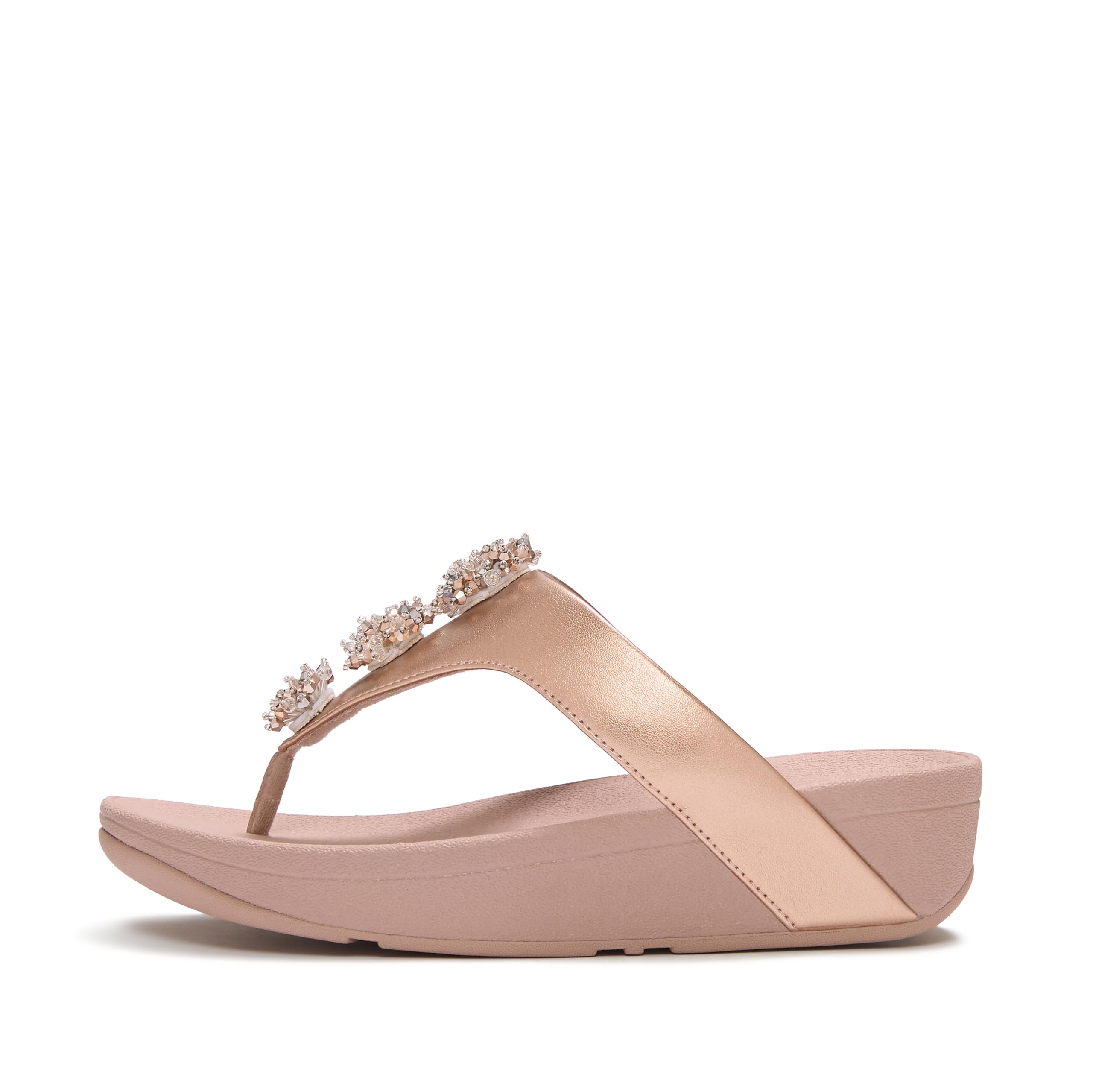 FitFlop Flowrise Metallic Adornment Toe-Post sandali donna oro rosa