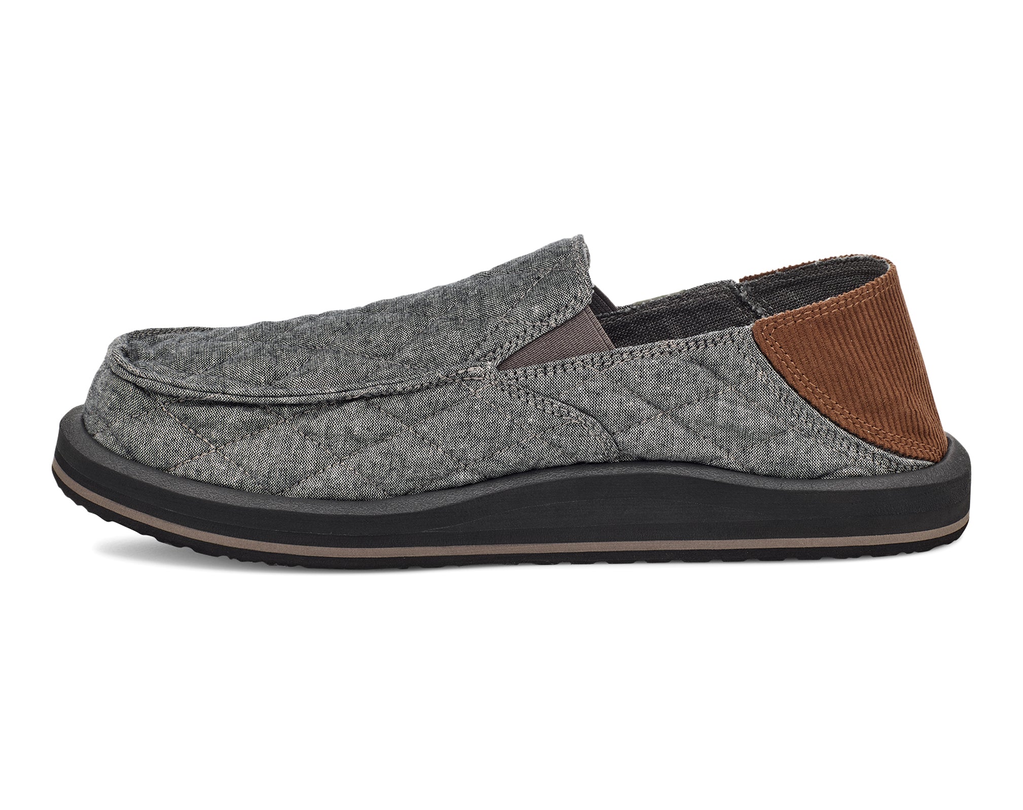 Sanuk Donny Quilted mocassini uomo Charcoal in cotone