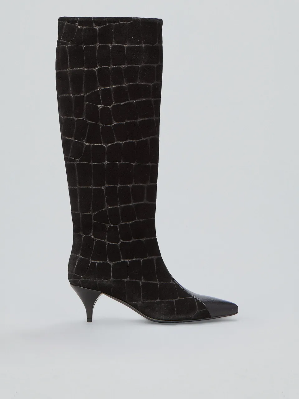 Ovyè Stivali pelle camoscio cocco nero tacco 6 cm