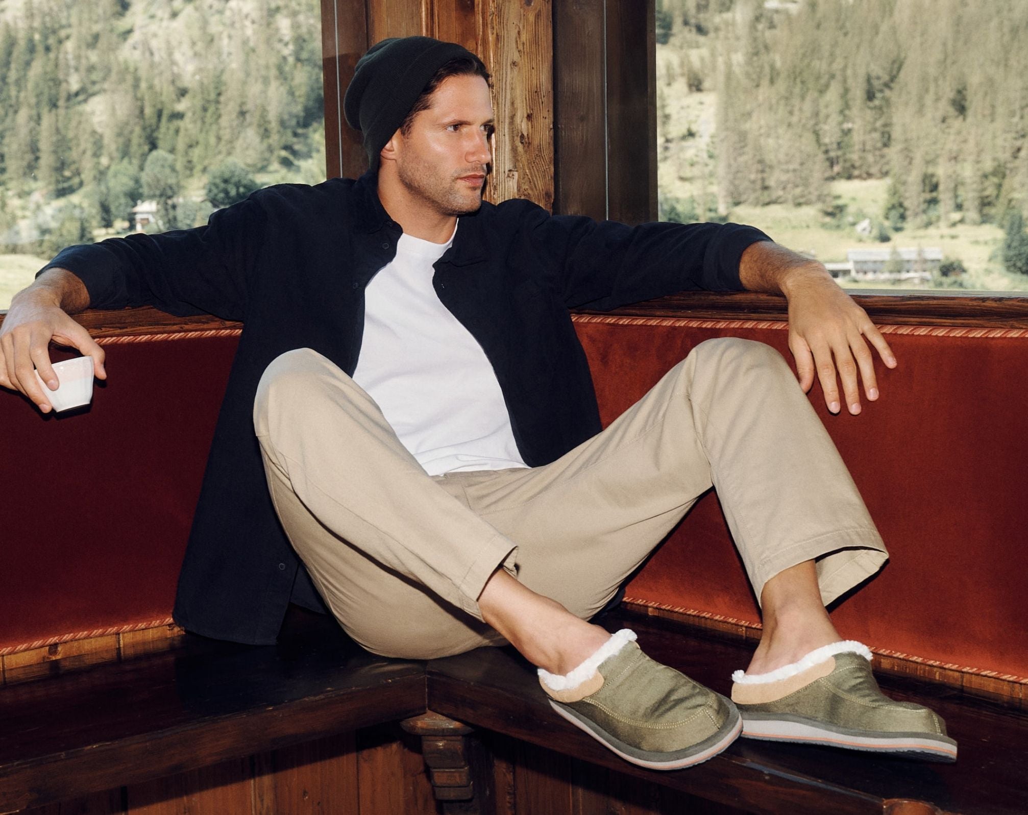 Sanuk Donny Cozy pantofole uomo marrone pelliccia sintetica