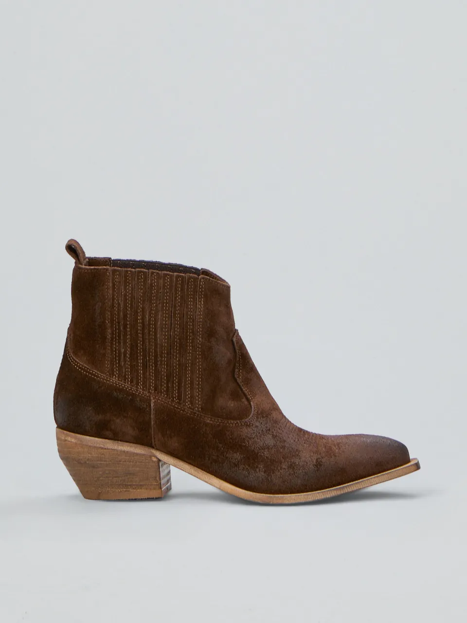 Ovyè Stivali con tacco Texanini in camoscio moro tacco 5 cm