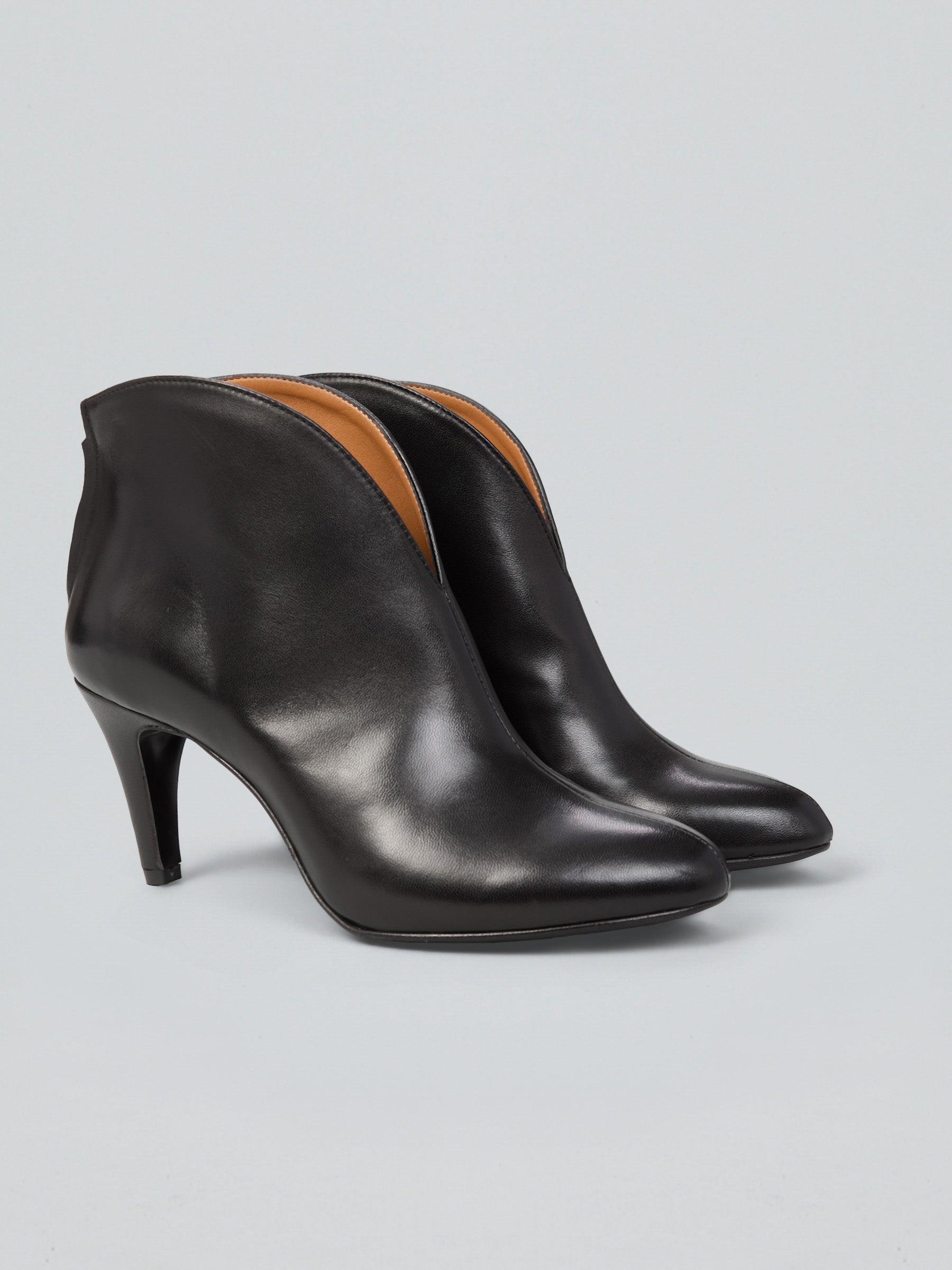 Ovyè Tronchetti con tacco pelle neri tacco 7 cm