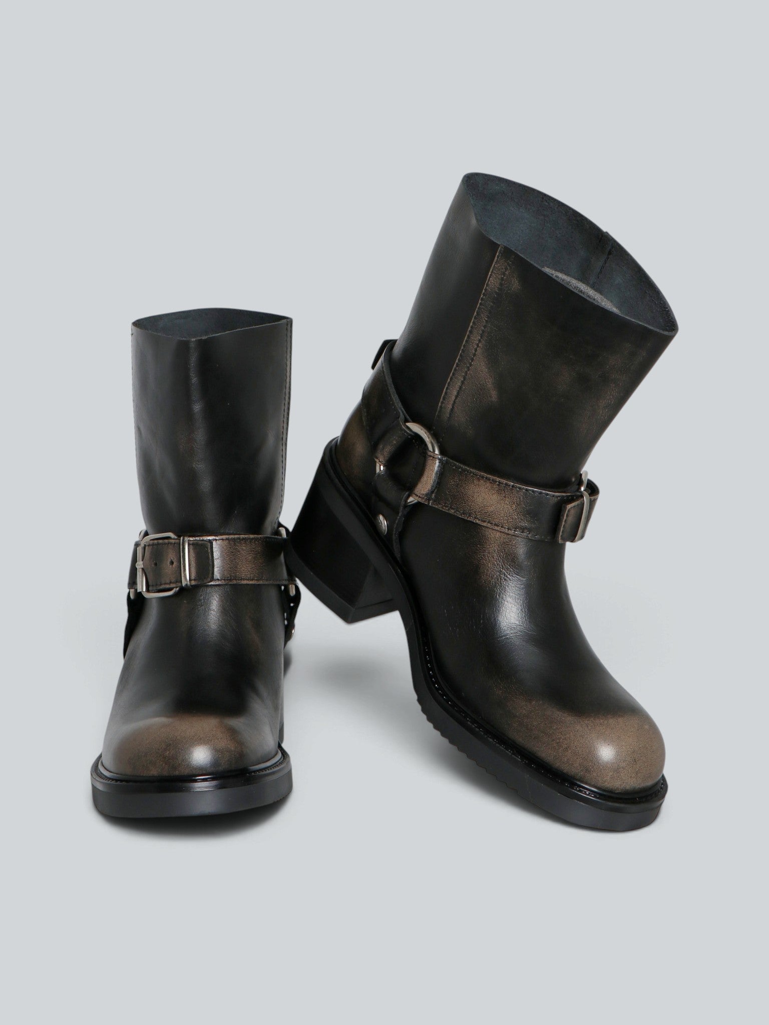Ovyè Stivali con tacco stivaletti pelle taupe tacco 6 cm
