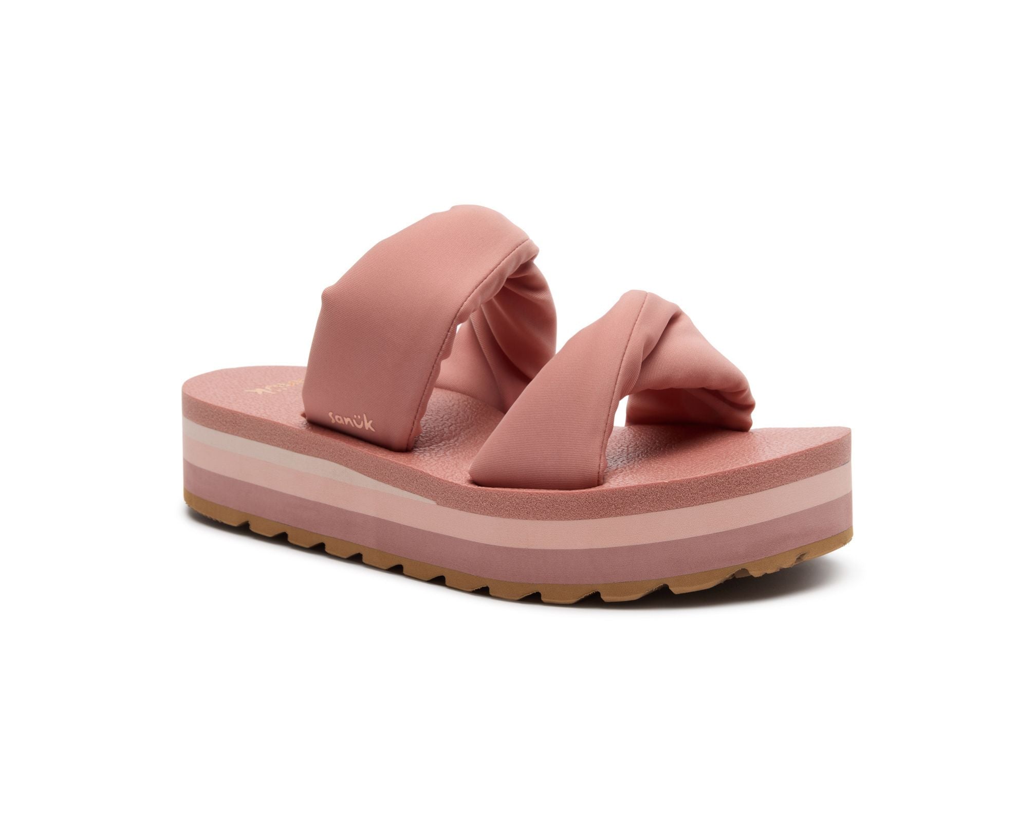 Sanuk Yoga Twist-N-Slide sandali donna Tan platform