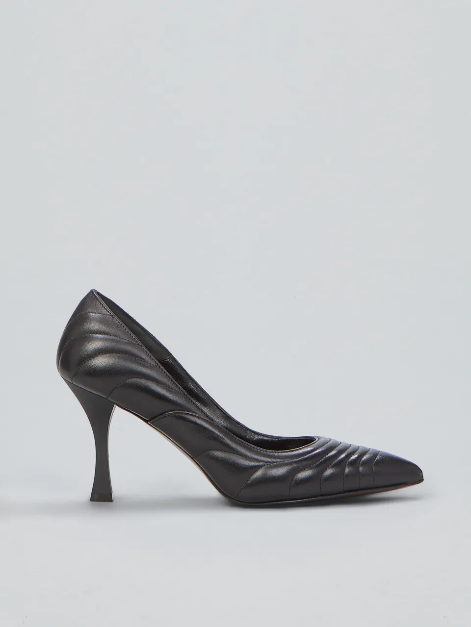Ovyè Décolleté pelle nera stiletto 9 cm 38