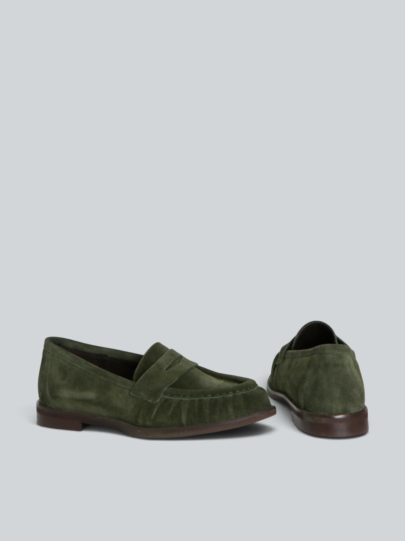 Ovyè Mocassini e stringate camoscio verde tacco 1 cm