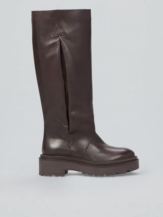 Ovyè Stivali con Tacco Stivali Pelle Moro Tacco 4 cm