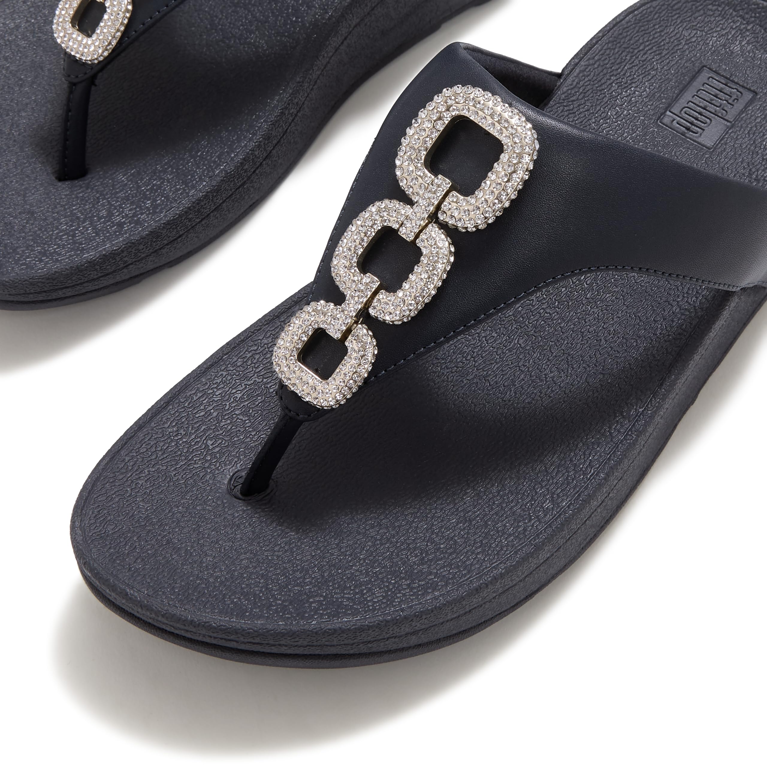 FitFlop Flowrise Crystal Toe-Post sandali donna nero