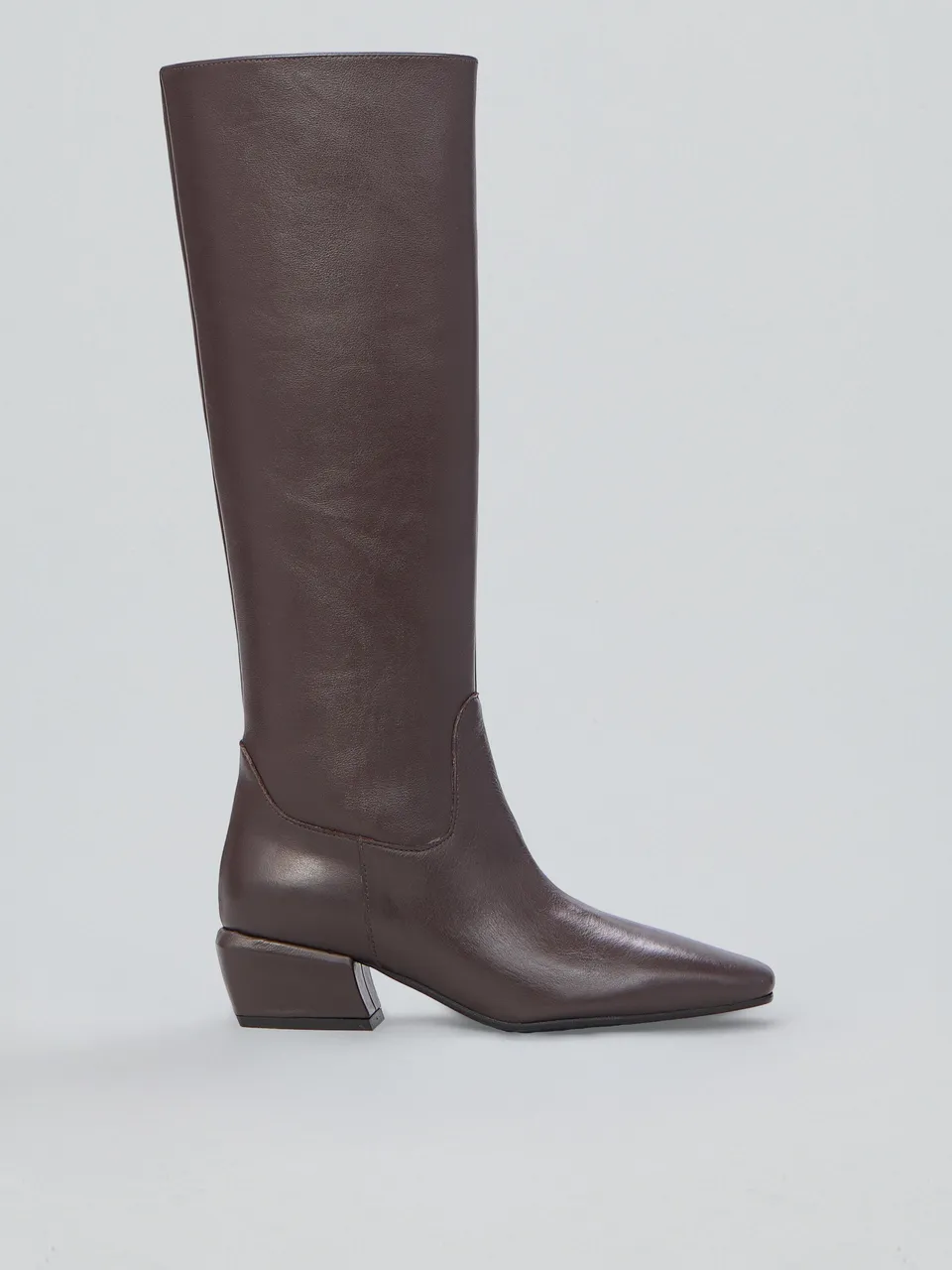 Ovyè Stivali con tacco pelle moro tacco 4 cm