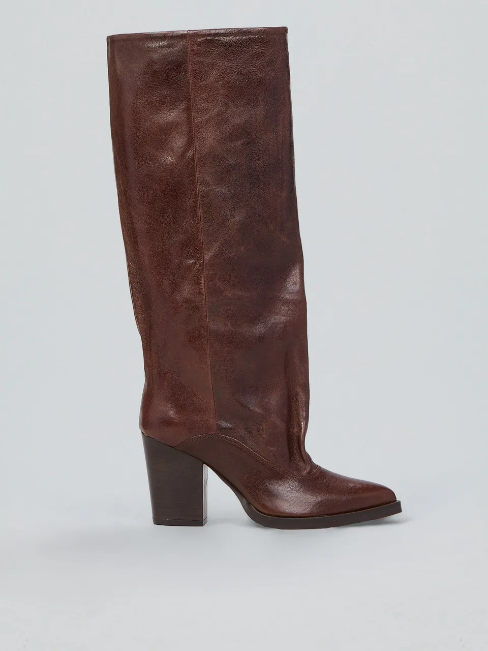 Ovyè Stivali in pelle cioco stivali con tacco 8 cm
