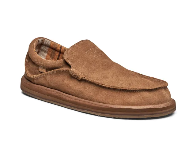 Sanuk Chiba Leather mocassini uomo tan pelle scamosciata